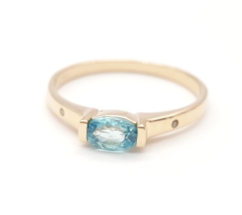 Preview: Restposten Ring Zirkon blau & Diamanten 375 Gold 9 Karat Preview: Restposten Ring Zirkon blau & Diamanten 375 Gold 9 Karat