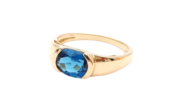 Preview: Restposten Ring 375 Gelbgold London Blue topas RW 19,0 mm Ø Preview: Restposten Ring 375 Gelbgold London Blue topas RW 19,0 mm Ø