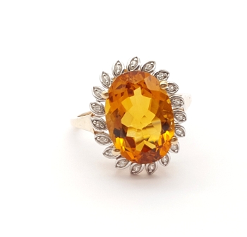 Preview: 9 Karat Damen Ring Citrin & Zirkon 375 Gold RW 18,0 mm Preview: 9 Karat Damen Ring Citrin & Zirkon 375 Gold RW 18,0 mm