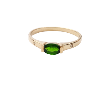 Preview: Restposten 9 K Gold Ring Chromdiopsid & Diamanten 375 GG RW 19,0 mm Preview: Restposten 9 K Gold Ring Chromdiopsid & Diamanten 375 GG RW 19,0 mm
