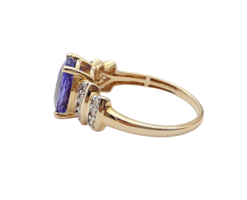 Preview: 14 Karat Damen Ring AAA Tansanit & Diamanten 585 Gold 57 - 18,0 mm Preview: 14 Karat Damen Ring AAA Tansanit & Diamanten 585 Gold 57 - 18,0 mm