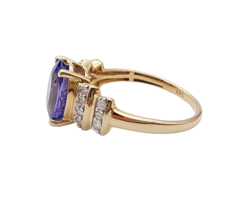 Preview: 14 Karat Damen Ring AAA Tansanit & Diamanten 585 Gold 57 - 18,0 mm Preview: 14 Karat Damen Ring AAA Tansanit & Diamanten 585 Gold 57 - 18,0 mm