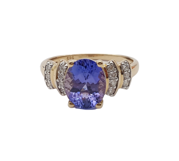 Preview: 14 Karat Damen Ring AAA Tansanit & Diamanten 585 Gold 57 - 18,0 mm Preview: 14 Karat Damen Ring AAA Tansanit & Diamanten 585 Gold 57 - 18,0 mm