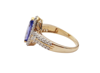 Preview: 14 Karat Damen Ring AAA Tansanit und Zirkon 585 Gold 57 - 18,0 mm Preview: 14 Karat Damen Ring AAA Tansanit und Zirkon 585 Gold 57 - 18,0 mm