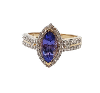 Preview: 14 Karat Damen Ring AAA Tansanit und Zirkon 585 Gold 57 - 18,0 mm Preview: 14 Karat Damen Ring AAA Tansanit und Zirkon 585 Gold 57 - 18,0 mm