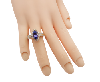 Preview: 14 Karat Damen Ring AAA Tansanit und Zirkon 585 Gold 57 - 18,0 mm Preview: 14 Karat Damen Ring AAA Tansanit und Zirkon 585 Gold 57 - 18,0 mm