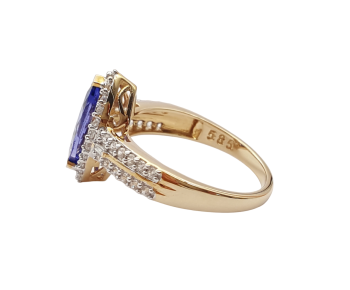 Preview: 14 Karat Damen Ring AAA Tansanit und Zirkon 585 Gold 57 - 18,0 mm Preview: 14 Karat Damen Ring AAA Tansanit und Zirkon 585 Gold 57 - 18,0 mm