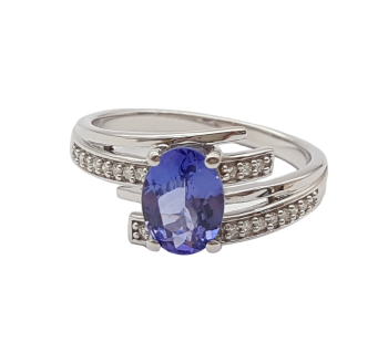 Preview: 18 Karat Damen Ring AAA Tansanit und Diamanten 750 Weißgold 57 - 18,0 mm Preview: 18 Karat Damen Ring AAA Tansanit und Diamanten 750 Weißgold 57 - 18,0 mm