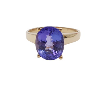 14 Karat Harry Ivens Damen Ring AAA Tansanit Solitär 4,5 ct. 585 Gold 60 - 19,0 mm