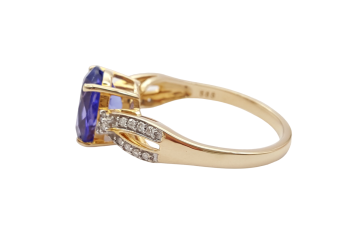 Preview: 14 Karat Damen Ring AAA Tansanit & Diamanten 585 Gold 57 - 18,0 mm Preview: 14 Karat Damen Ring AAA Tansanit & Diamanten 585 Gold 57 - 18,0 mm