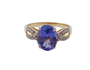 Preview: 14 Karat Damen Ring AAA Tansanit & Diamanten 585 Gold 57 - 18,0 mm Preview: 14 Karat Damen Ring AAA Tansanit & Diamanten 585 Gold 57 - 18,0 mm