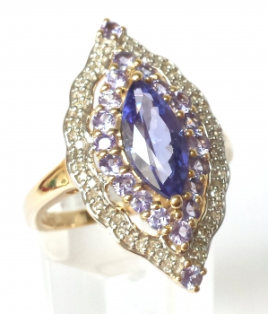 Preview: AA Tansanit Ring mit 50 Diamanten 375er Gold 2,35 ct. 57 - 18,0 mm Ø Preview: AA Tansanit Ring mit 50 Diamanten 375er Gold 2,35 ct. 57 - 18,0 mm Ø