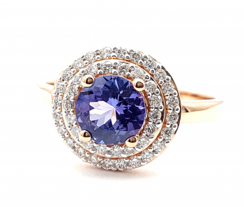 Preview: Ring 18 Karat AAA Tansanit & 42 Brillanten 1,41ct. 750 Rosègold 63 - 20,0 mm Preview: Ring 18 Karat AAA Tansanit & 42 Brillanten 1,41ct. 750 Rosègold 63 - 20,0 mm
