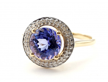 Preview: 14 Karat AAA Tansanit Ring 22 Diamanten 585 Gold 60 - 19,0 mm 1,75 ct. Preview: 14 Karat AAA Tansanit Ring 22 Diamanten 585 Gold 60 - 19,0 mm 1,75 ct.
