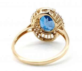 Preview: 9 Karat London Blue Topas Ring 42 x Zirkon 375 Gold 63 - 20,0 mm Ø 4,01 ct. Preview: 9 Karat London Blue Topas Ring 42 x Zirkon 375 Gold 63 - 20,0 mm Ø 4,01 ct.