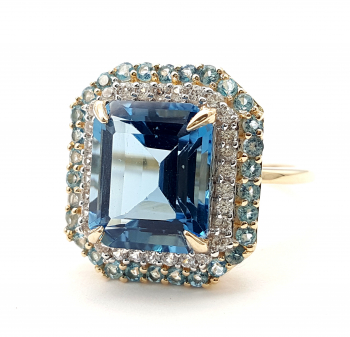 Preview: 9 Karat London Blue Topas Ring 375 Gold 60 - 19,0 mm Ø 5,63 ct. Preview: 9 Karat London Blue Topas Ring 375 Gold 60 - 19,0 mm Ø 5,63 ct.