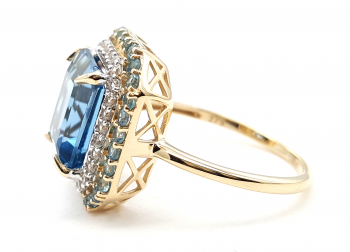 Preview: 9 Karat London Blue Topas Ring 375 Gold 63 - 20,0 mm Ø 5,63 ct. Preview: 9 Karat London Blue Topas Ring 375 Gold 63 - 20,0 mm Ø 5,63 ct.