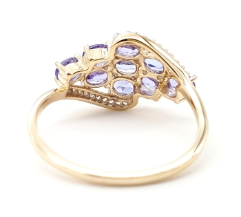 Preview: 9 Karat AA Tansanit Damen Ring 20 x Zirkon 375 Gold 1,25 ct. 60 - 19,0 mm Ø Preview: 9 Karat AA Tansanit Damen Ring 20 x Zirkon 375 Gold 1,25 ct. 60 - 19,0 mm Ø