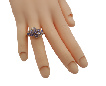 Preview: 9 Karat AA Tansanit Damen Ring 20 x Zirkon 375 Gold 1,25 ct. 60 - 19,0 mm Ø Preview: 9 Karat AA Tansanit Damen Ring 20 x Zirkon 375 Gold 1,25 ct. 60 - 19,0 mm Ø