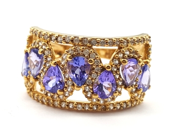 Preview: 18 Karat Damen Ring 7 x AAA Tansanit 2,70 ct. 750 Gold 57 - 18,0 mm Preview: 18 Karat Damen Ring 7 x AAA Tansanit 2,70 ct. 750 Gold 57 - 18,0 mm