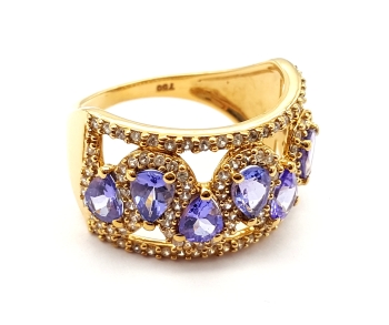 Preview: 18 Karat Damen Ring 7 x AAA Tansanit 2,70 ct. 750 Gold 57 - 18,0 mm Preview: 18 Karat Damen Ring 7 x AAA Tansanit 2,70 ct. 750 Gold 57 - 18,0 mm