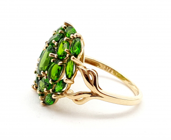 Preview: 9 Karat  Damen Ring 17 x Chromdiopsid 3,60 ct. 375 Gold 57 - 18,0 mm Preview: 9 Karat  Damen Ring 17 x Chromdiopsid 3,60 ct. 375 Gold 57 - 18,0 mm