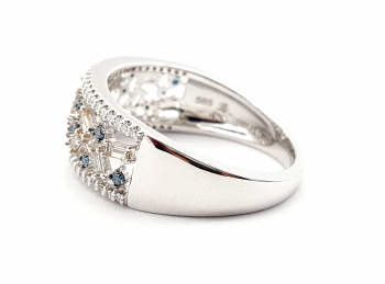 Preview: 14 Karat Brillant Ring 30 blaue Brillanten & 54 weiße Diamanten 0,27 ct. 57 - 18,0 mm Preview: 14 Karat Brillant Ring 30 blaue Brillanten & 54 weiße Diamanten 0,27 ct. 57 - 18,0 mm