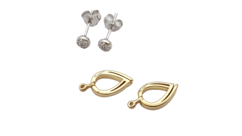 Restposten Damen Diamant Ohrstecker mit Einhängern 585 Gold 0,10 ct.