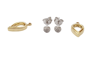 Restposten Damen Diamant Ohrstecker mit Einhängern 585 Gold 0,10 ct.