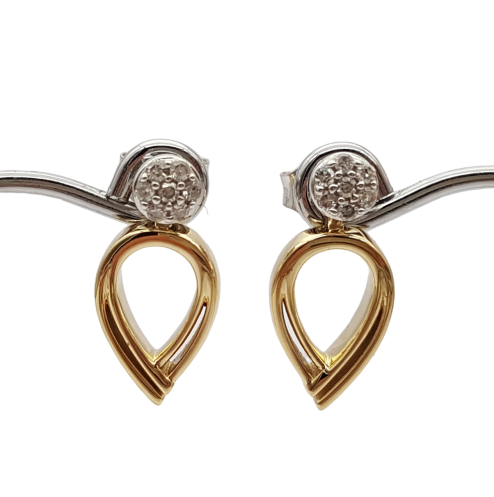 Restposten Damen Diamant Ohrstecker mit Einhängern 585 Gold 0,10 ct.