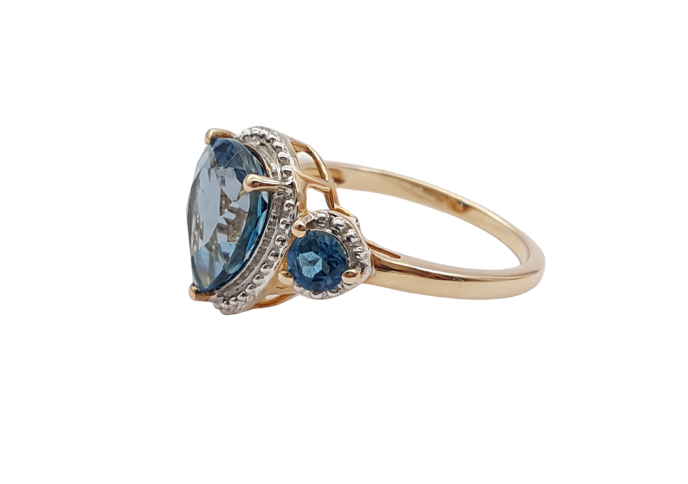 Restposten 9 Karat Damen Ring London Blue Topas 375 Gold RW 18,0