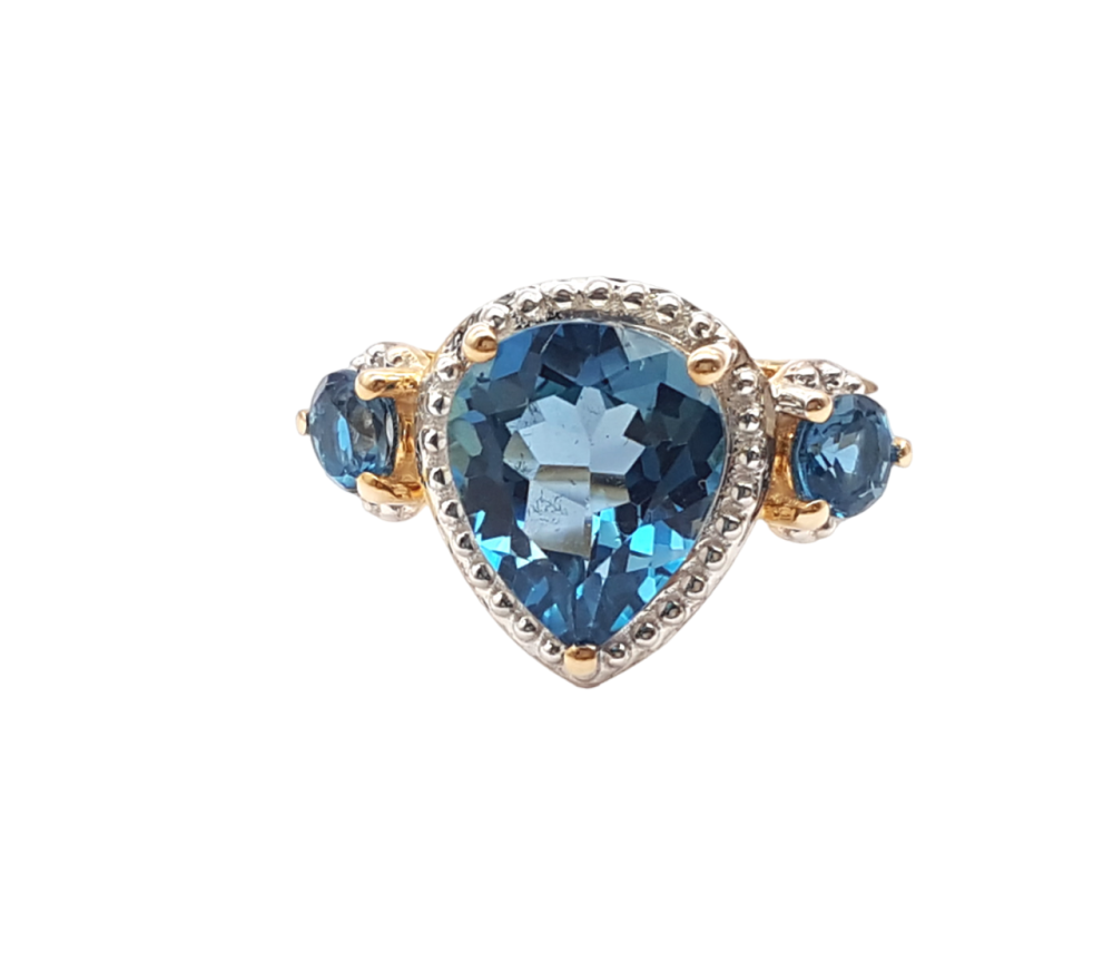 Restposten 9 Karat Damen Ring London Blue Topas 375 Gold RW 18,0