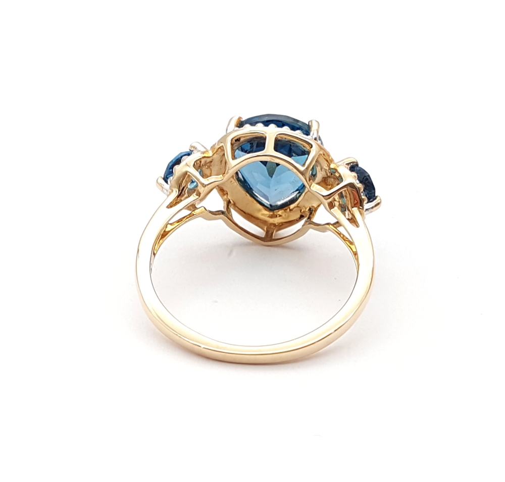 Restposten 9 Karat Damen Ring London Blue Topas 375 Gold RW 18,0