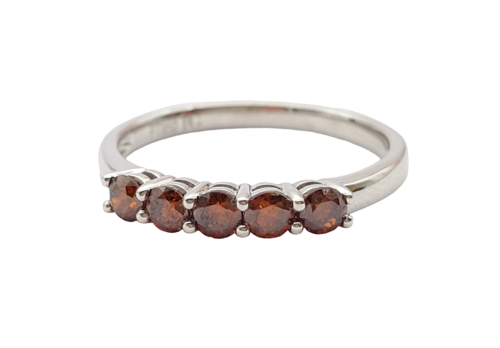 Damen Ring 950 Platin 5 SI Brillanten cognac  0,60 ct. 57 - 18,0 mm