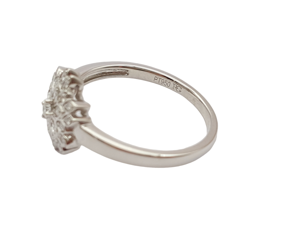 Damen Cocktail Ring 950 Platin 25 weiße SI Brillanten  0,20 ct. 57 - 18,0 mm