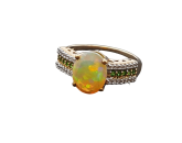 Restposten Ring 375 Gold Äthiopischer Opal & Chromdiopsid RW 57