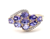 9 Karat AA Tansanit Damen Ring 20 x Zirkon 375 Gold 1,25 ct. 60 - 19,0 mm Ø